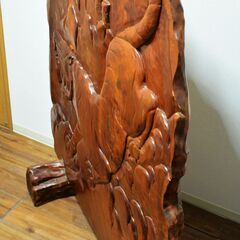 衝立　一枚木　楠木　虎竹彫刻の画像