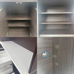 I735 🌈 ジモティー限定価格！ NITORI キッチンボード 食器棚 アルミナ2 140KB DBR ⭐ クリーニング済の画像