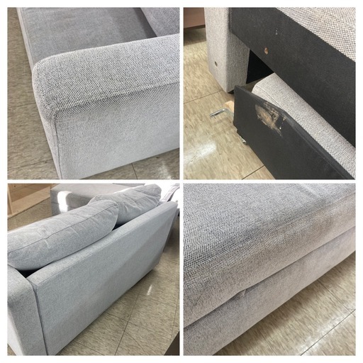 【ジモティー割引で最大15％OFF⭐️】L字ソファー　グレー　布製