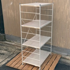 山善　4段ウッドシェルフの画像