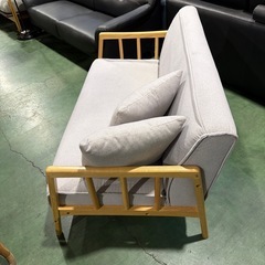 LOWYA ロウヤ　ソファ　グレー　木製　ウッド　クッション付き　おしゃれ家具　ブランド家具　2人掛けソファ　二人掛けソファの画像