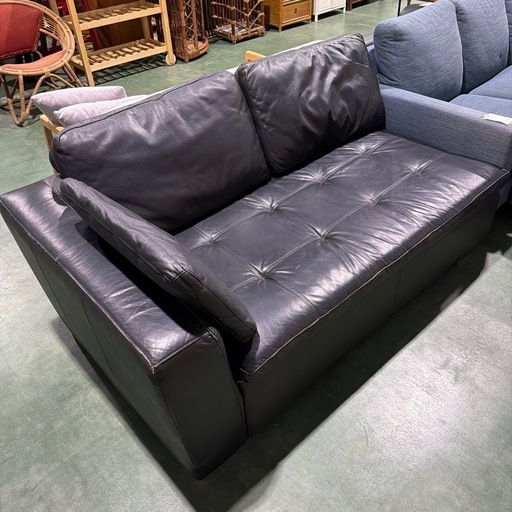 レザーソファ　黒　ブラック　2人掛け　二人掛け　オールレザー　おしゃれ家具