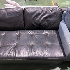 レザーソファ　黒　ブラック　2人掛け　二人掛け　オールレザー　おしゃれ家具の画像