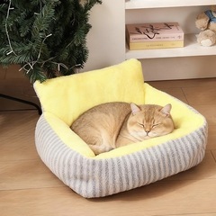 【新品未使用】ペットベッド 犬猫用 ふんわり 厚手 60×50cm（イエロー）の画像