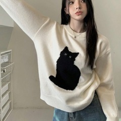 黒猫ニットの画像