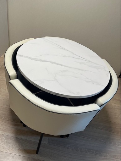 円形　ダイニングテーブル　大理石調　椅子セット