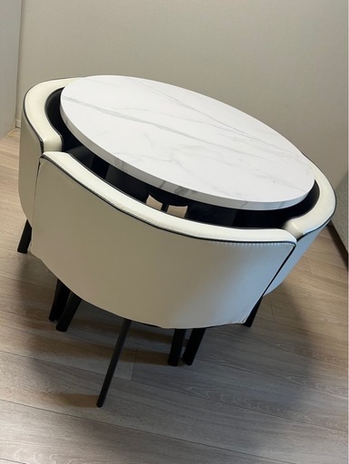 円形　ダイニングテーブル　大理石調　椅子セット