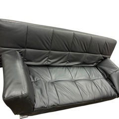 【リクライニングソファ／ソファベッド】ブラック 合皮 2人掛けの画像