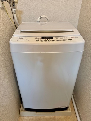 【2024年製/美品】中もピカピカです！Hisense 7.5kg ガラストップ洗濯機 HW-G75C【港区】