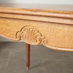 【発送の場合は即購入不可】 フレンチプロヴィンシャル ドローリーフ ダイニングテーブル 伸長式 オーク 猫脚 彫刻 パーケット フランス 西洋 クラシック 88906の画像