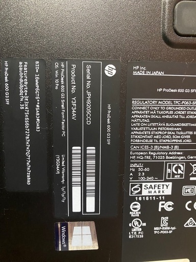 HP デスクトップPC 本体のみ
