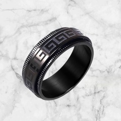 【新品】ギリシャキー ステンレスリング ラフリング6mm  指輪 リング 金属アレルギー対応 11号 男女兼用 サージカルステンレスの画像