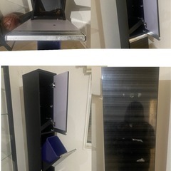 ゴミ箱　棚　隙間棚　ブラック　シンプル　中古の画像