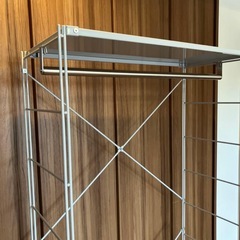 【廃盤品】無印良品スチールユニットシェルフ／ワードローブセット／帆布バスケット引き出し×2付き／グレーの画像