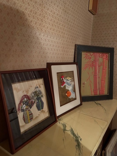 お宝品　レア　時代物　色紙　カブ　絵画　美術品　ア-ト　インテリア アート押絵 刺繍絵 色紙人形 美術 額縁 (珪) 倉敷のインテリア雑貨