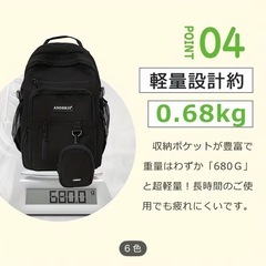 ANDERIS 大容量リュック ブラック 15ポケットの画像