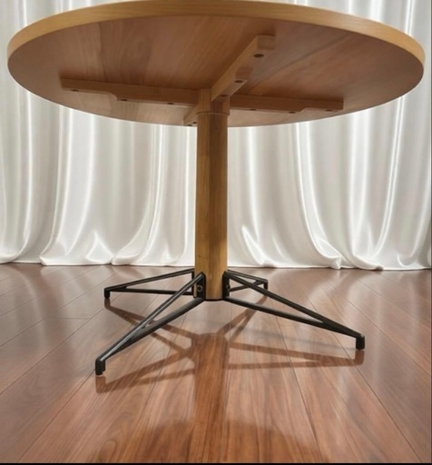 展示品　アクタス　オーク材　無垢材　ダイニングテーブル　作業台　アイアン　高級 16万円品高級ラウンドダイニングテーブル｜オーク無垢風｜アイアン脚