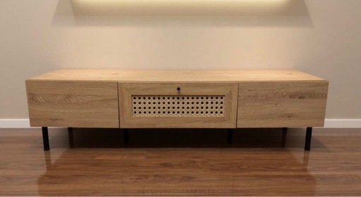 三万円品美品‼️引き取り限定LOWYA テレビボード 幅180cm｜ラタン調扉