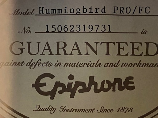 美品エピフォンEpiphone Hummingbird Pro/FC エレアコ ハードケース付き