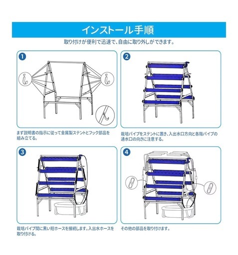 LAPOND 水耕栽培システム A型 青い食品級PVC-U管水耕栽培キット 72穴 水耕栽培植物用 自動水循環システム搭載 藻の繁殖を抑制 水耕栽培野菜/果物/ハーブ/花など 家庭菜園 室内 ベランダ 庭