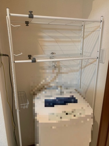 ホワイト 棚2段 丸パイプ タオル掛け付き ランドリーラック ランドリーラック 棚2段 丸パイプ タオル掛け付き ホワイト (coco