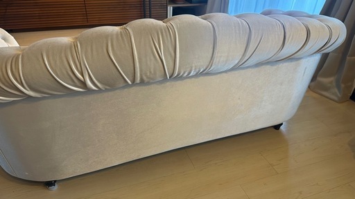 Mousofaモーソファ3人掛けソファベージュベルベット (つーちゃん) 鉄道