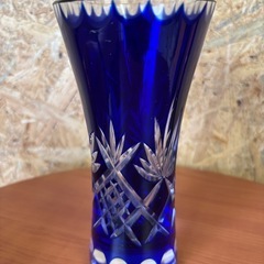 藍　切子　花瓶の画像
