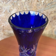 藍　切子　花瓶の画像