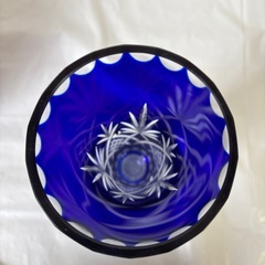 藍　切子　花瓶の画像