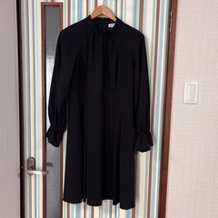 Calvin Klein】 ブラック ワンピース 12号 フォーマル　　卒業式　入学式　長袖の画像