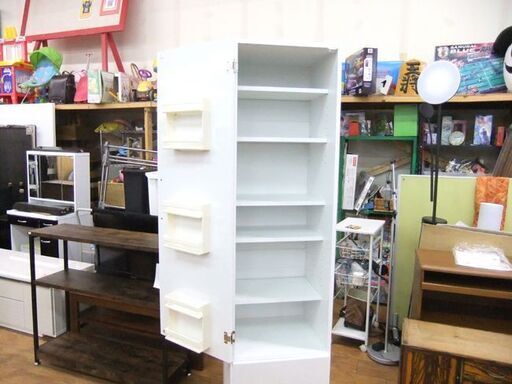 収納家具 ホワイト 幅45×奥42×高さ180㎝ キッチン収納 多目的棚 スリム 白 引出し 食品ストッカー 札幌市厚別区 厚別店