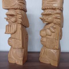 木彫り彫刻人形民芸品の仏像2点セットの画像