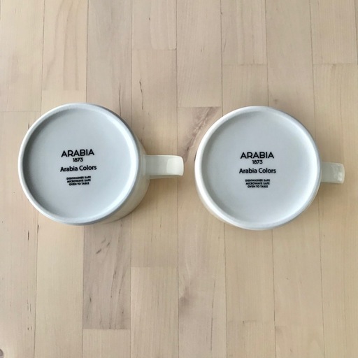 アラビア　カラーズ　ホワイト　ティーカップ　280ml　2点　セット　エエヴァ