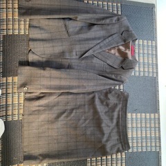 レディース スーツ 上下セット ブラウン チェック柄 古着の画像