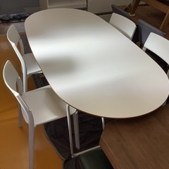 【リサイクルサービス八光】幅74㎝　(定価3万→1.8万) IKEA 4人掛けダイニングセット SLAHULT / BACKARYD 楕円形 おしゃれ 白の画像