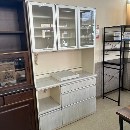 サ2601-649 松田家具 キッチンボード 40レンジ クリスタル ダークブルー キズ汚れ有り　