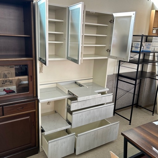 サ2601-649 松田家具 キッチンボード 40レンジ クリスタル ダーク