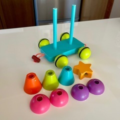 フランス製Moulin Roty 木製汽車と積み木セットの画像