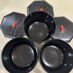 125.ひさご　和食器　ひつまぶし　お椀　千筋飯器朱肉黒の画像