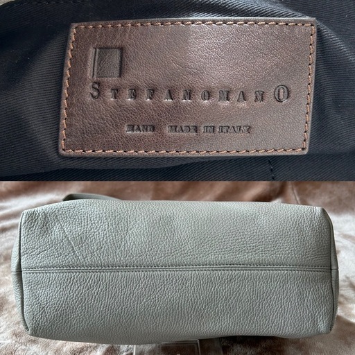 STEFANOMANO ステファノマーノ ショルダーバッグ ショルダーバック bag かばん カバン ライトグレー　薄灰色系 ホワイト　白色系  レザー、牛革、本革イタリア製 STEFANOMANO ステファノマーノ ショルダーバッグ ショルダーバック bag