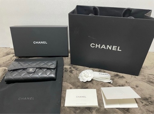 【売切】格安売切　CHANEL シャネル 長財布 黒・ワイン色　CLASSIC キャビアスキン　極上品　正規直営店