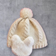 【美品】Polo Baby ニット帽 46-50cm ポロベビー ホワイトの画像