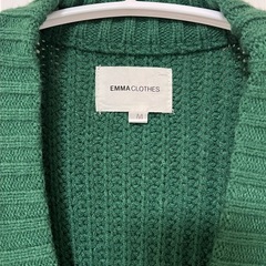 EMMA CLOTHES カーディガン ケーブル　Mサイズ　緑　ポケット付きの画像
