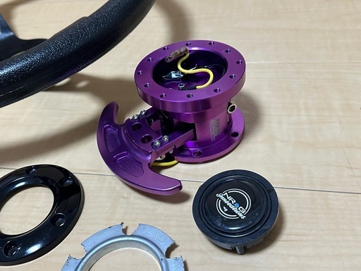 メーカー不明 NRG？ 35パイ ステアリング ディープコーン ホーン付き　ワークスベル　　チルトアップ クイックリリース　ドリフト　珍走　