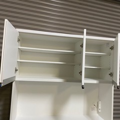 NITORI ニトリ ゾロ 120 KB キッチンボード 3枚扉 レンジボード 食器棚 幅120cm 高さ200cm ホワイトの画像