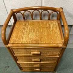 藤製 4段 チェスト 整理箪笥 衣服収納 ラタン 幅50cm×奥行36cm×高さ78cmの画像