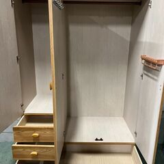 木製 ワードローブ 大型 洋タンス 引出3段 箪笥 幅120cm×奥行58cm×高さ179cmの画像