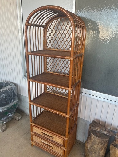 引き取り限定】ラタン製オープンラック／アーチ型・収納棚 (はなはな