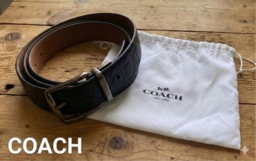 【美品】COACH ブラックレザーベルト 超美品】COACH（コーチ） メンズ レザーベルト (空いろ) 千歳のスーツ