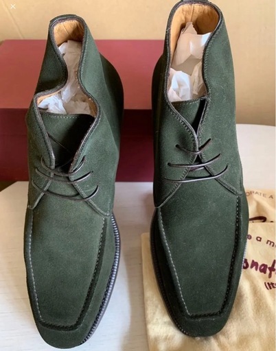 新品 未使用【Enzo Bonaf】メンズ チャッカブーツ 3878 グリーン（UK 6.5 / 約25.5cm）